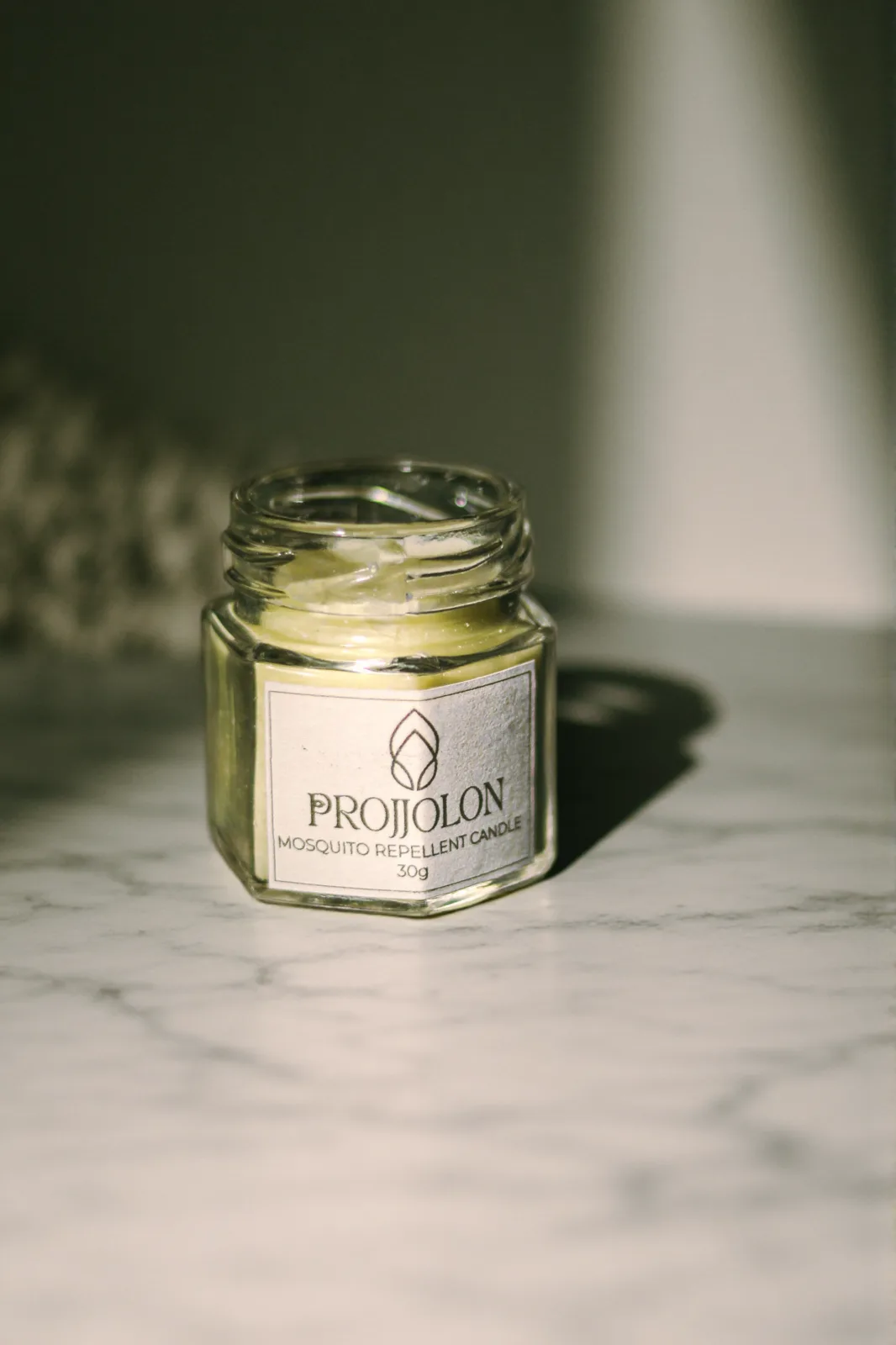 Scented candle, before and after editing